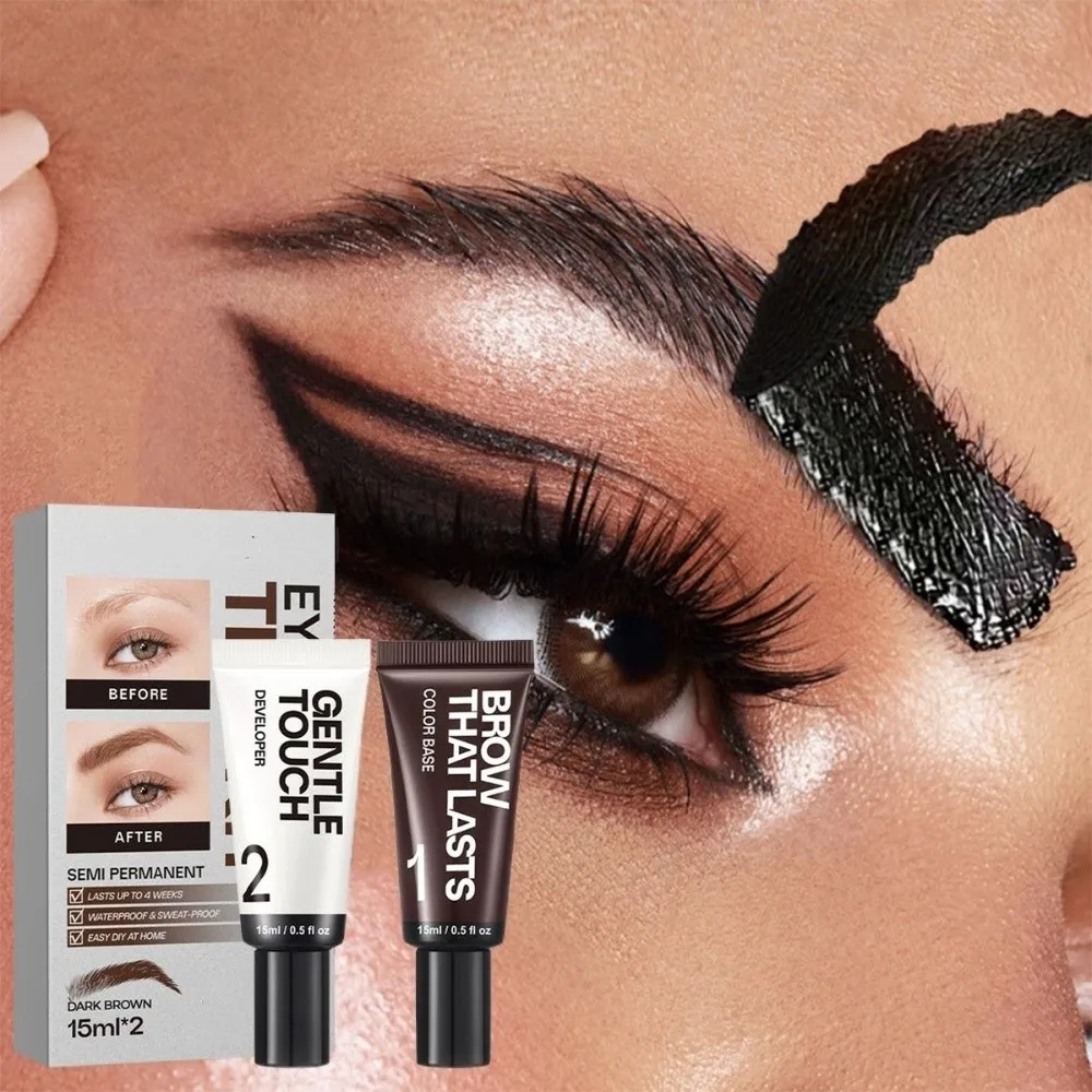 New Long Last Effect Eyebrow Tint Kit Sweat-proof Waterproof Semi Permanent Brow Tint Natural Eyebrow Dye Gifts