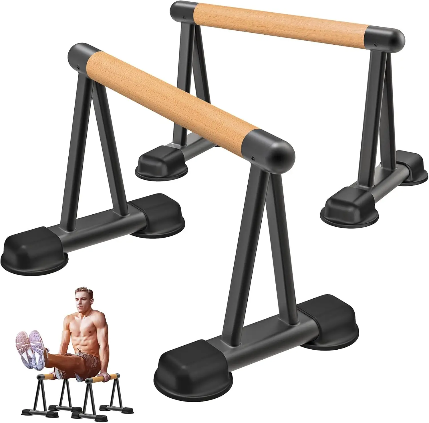 Wooden Handle  Push Up Bar, 12