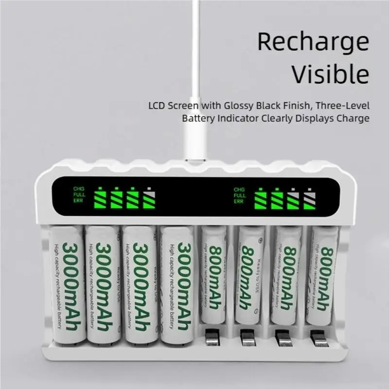 Advanced Charging Dock for NiMH Batteries 8 Bay Configuration Featuring 2A 3A Compatibility LED Indicators and Safety 77JC