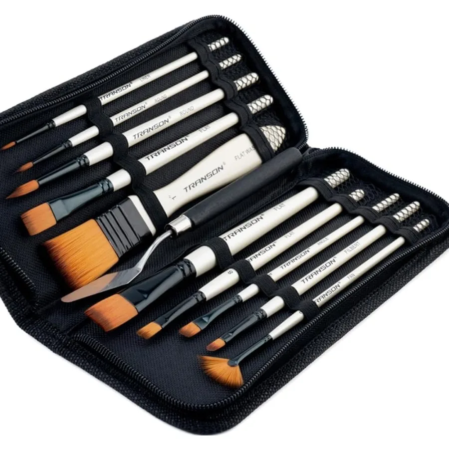 

10 шт. Набор кистей для рисования с 1 шпателем для краски и портативным футляром для кистей для рисования идеально подходит для акварели, акрила и масла Art Ap