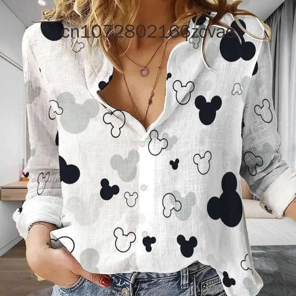 2024 Disney Shirt Women\'S Fashion Disney Graphic Loose Shirt New Fashion Fashion New Women\'S Top Mickey Mouse Temperament Top