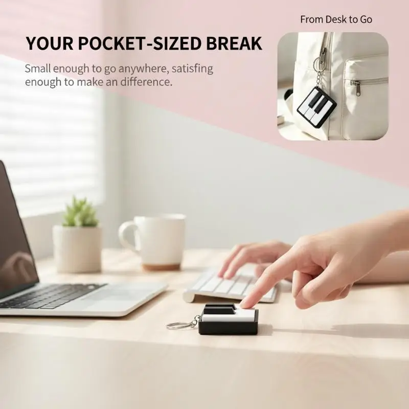 Piano Keyboard Clicker Keychain Fidget Stress Relief Toy Small Lightweight Pocket Toy for Adults Kids Office Party Favors