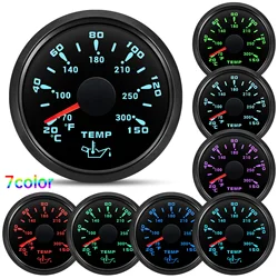 52mm Oil Temp Meters 20-150°C /70-300°F Oil Temperature Gauge 7-color Backlight Auto Car Gauge Waterproof for Boat Marine Car