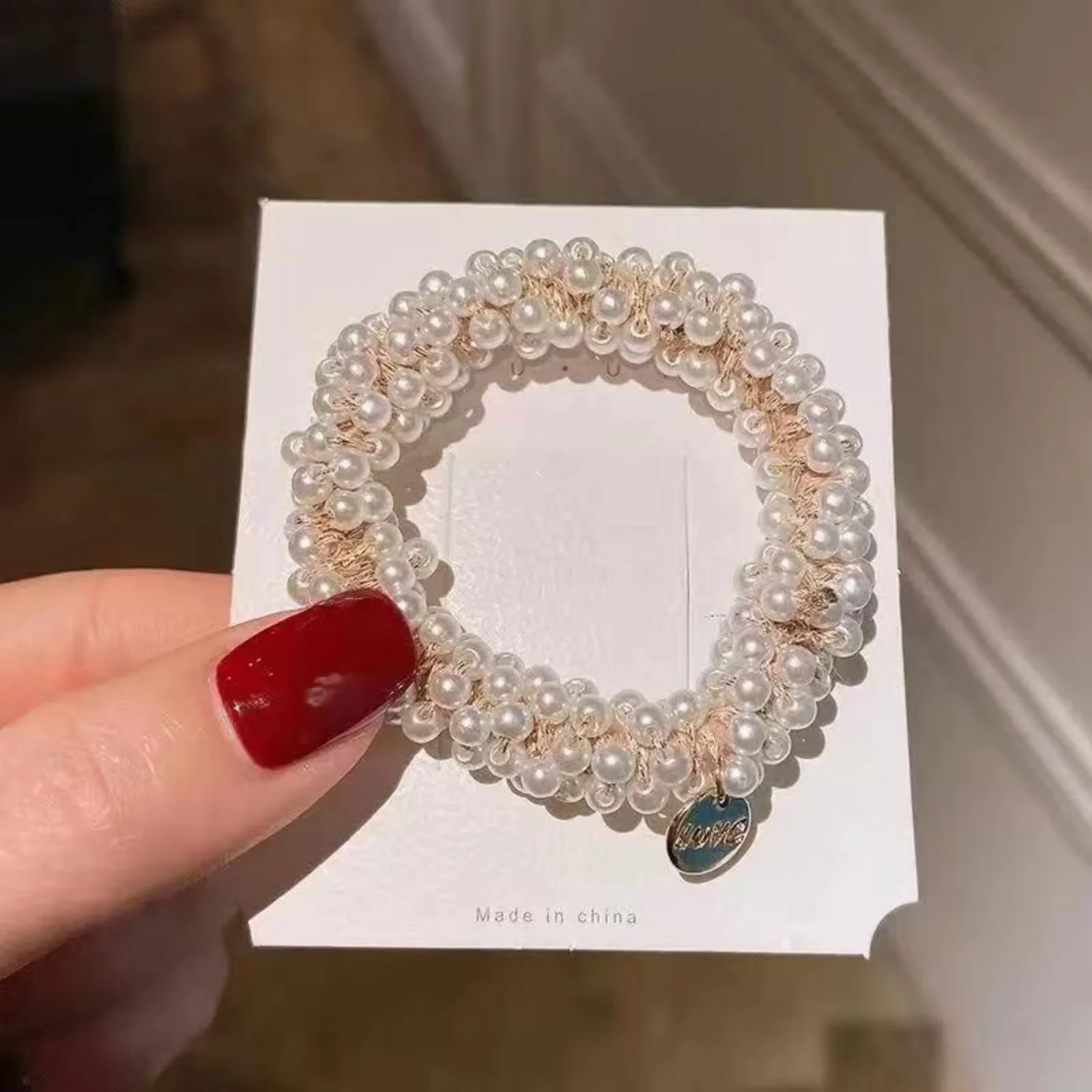 3 teile/satz Kristall Perle Perlen Elastische Bands Scrunchies Haar Zubehör Frauen Pferdeschwanz Halter Kopfbedeckungen – Detail 8