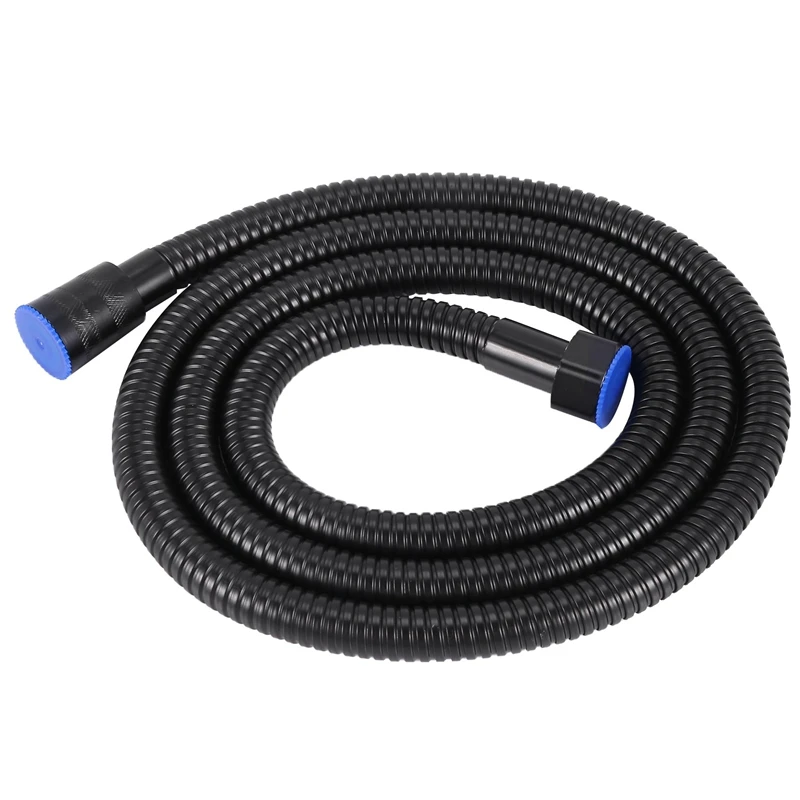 AA81-Black Shower Hose 150Cm Stainless Steel Shower Tube Flexible Gold Bathroom Hose Plumbing Glossy