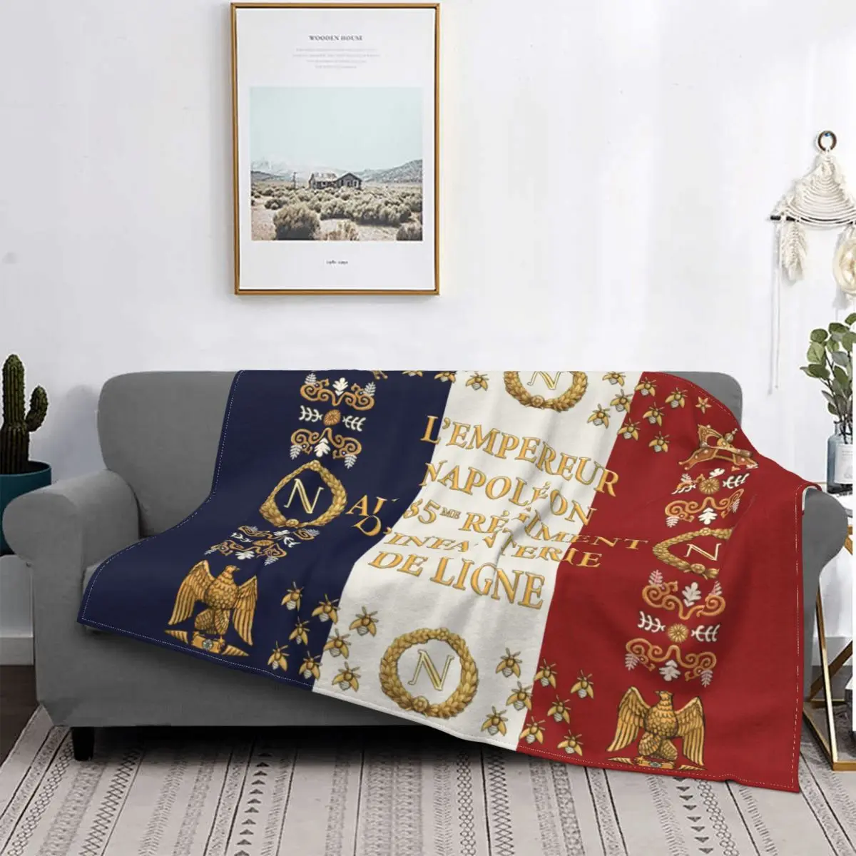 

Napoleonic French 85th Regimental Flag Blanket Soft Fleece Flannel France Fleur De Lis Throw Blankets for Sofa Bedding Bedspread