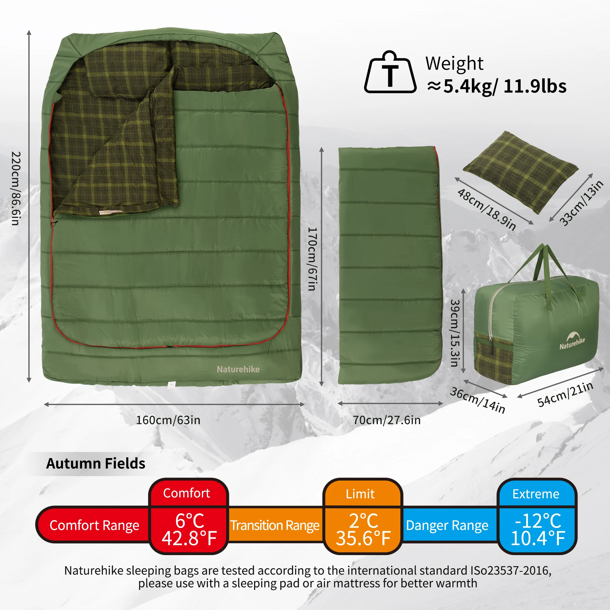 Naturehike Qiuye Double Sleeping Bag Spring Summer Autumn Adult Outdoor Camping Hiking Sleeping Pad Portable Storage Breathable