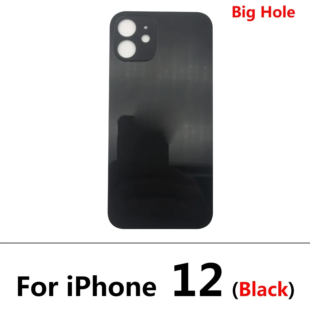 5Pcs/Lot，NEW Big Hole Battery Back Cover Glass Rear Door Replacement Housing Case STICKER Adhesive For iPhone 12