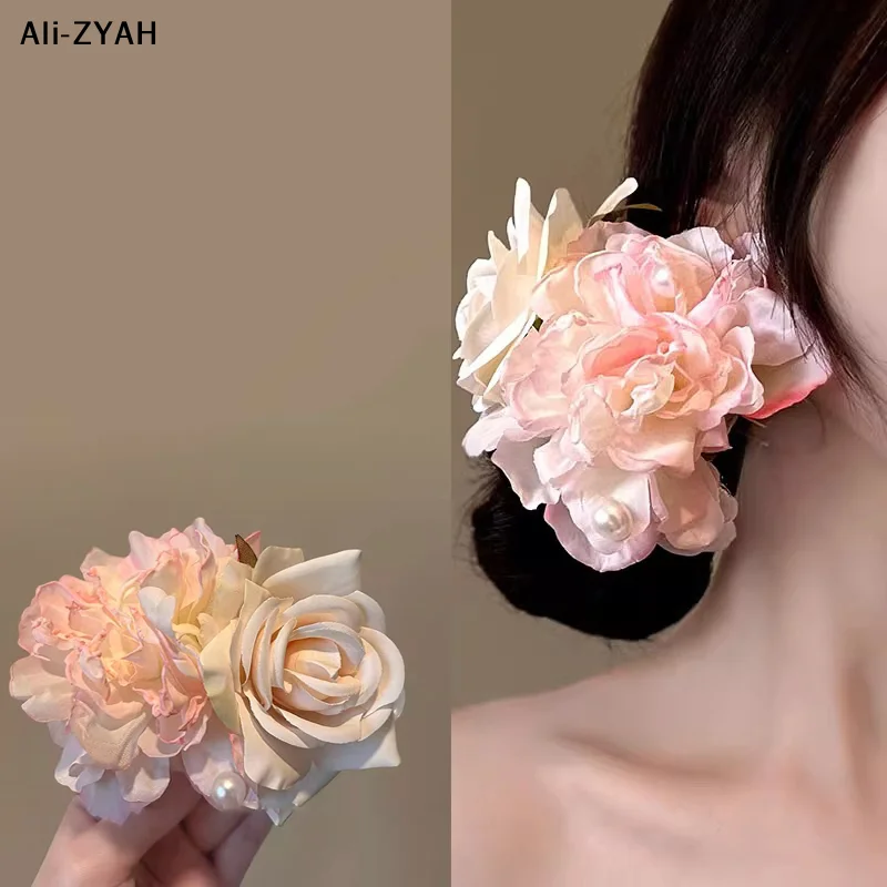 Haarklammer mit rosa Blume, Feenhaar-Clip, große Haarnadel für Frauen und Mädchen, süße, vielseitige Haarspange, modische Haar-Accessoires, Geschenke