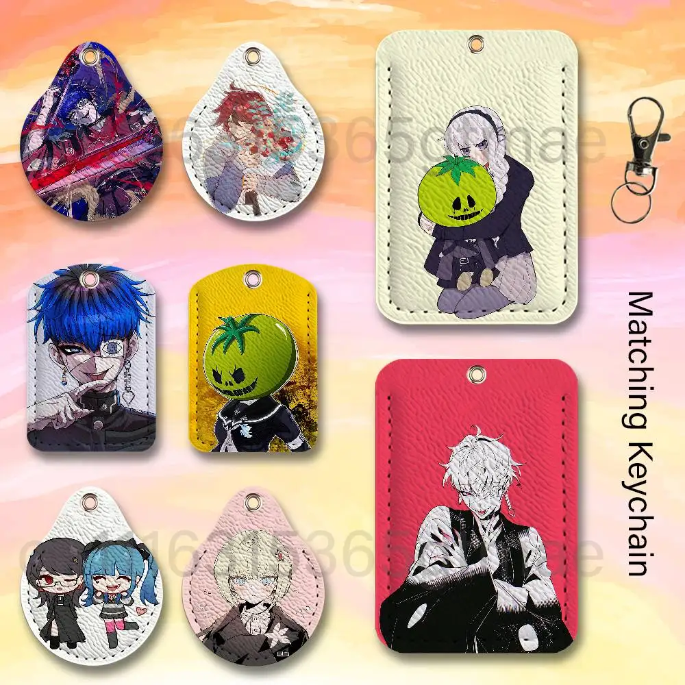 H-Hundred Line Last Defense Academy PU Leather Card Holder Keychain Key Ring Door Lock Access Card Air Tag Case Keychain Card