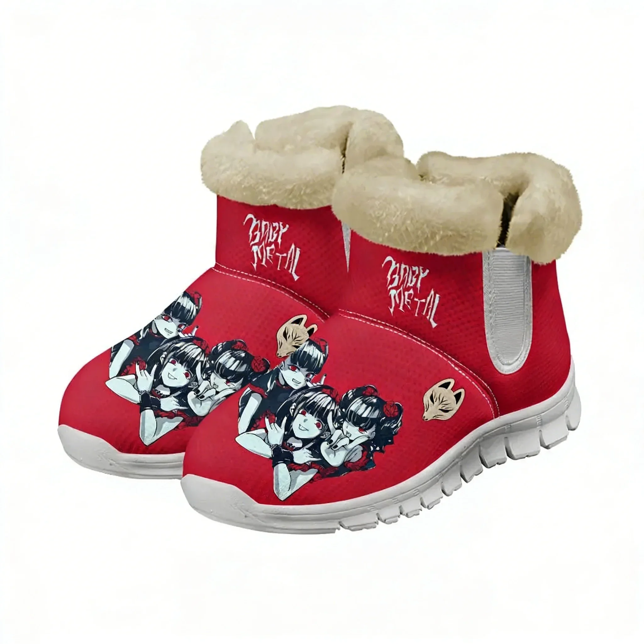 

Babymetal Japan Band Plush Shoes Boots Mens Womens Keep Warm Sneakers Hip-hop Rock Boot Casual Sports Customized Sneaker White