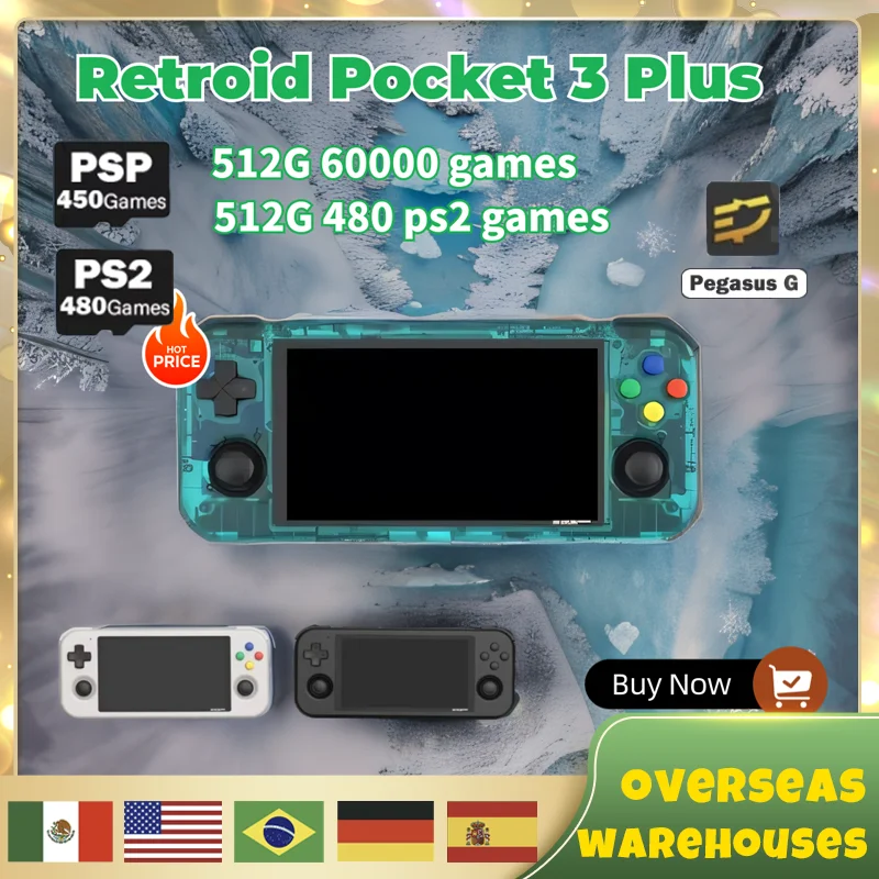 Retroid Pocket 3 Plus Handheld Game Machine 4.7inch Touch Screen 4g+128gb Android 11 Video Game Console 512g 60000+ Games