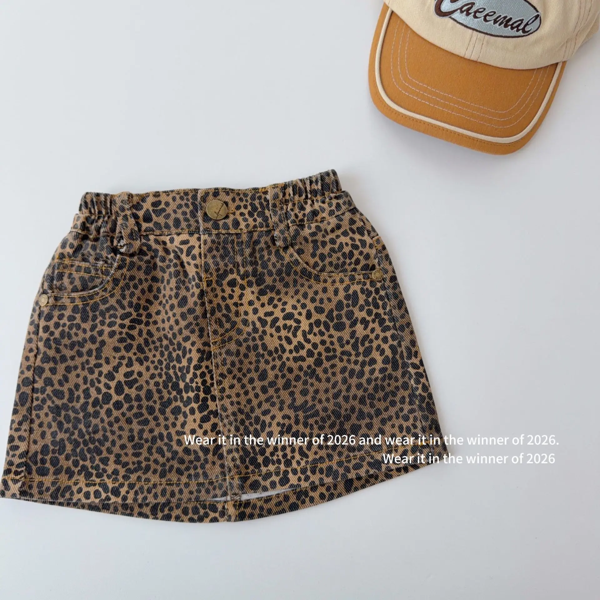 Korean Style Girl Baby Personality Leopard Print Hot Girl Cowboy Skirt