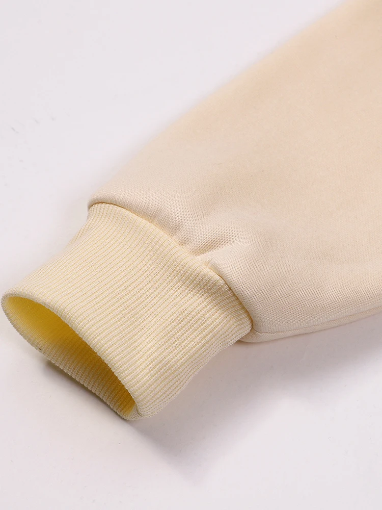 توصيل الخوخ العضوي اليومي البلوز المرأة الفواكه الطباعة هوديس Crewneck فضفاض الصوف الدافئة القمم الخريف ملابس امرأة