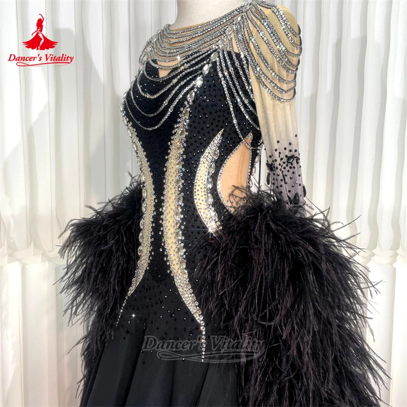International Championship Ballroom Dance Luxurious AB Stones Graceful Dresses Customized Dancer's Vitality Adult Waltz Outfit