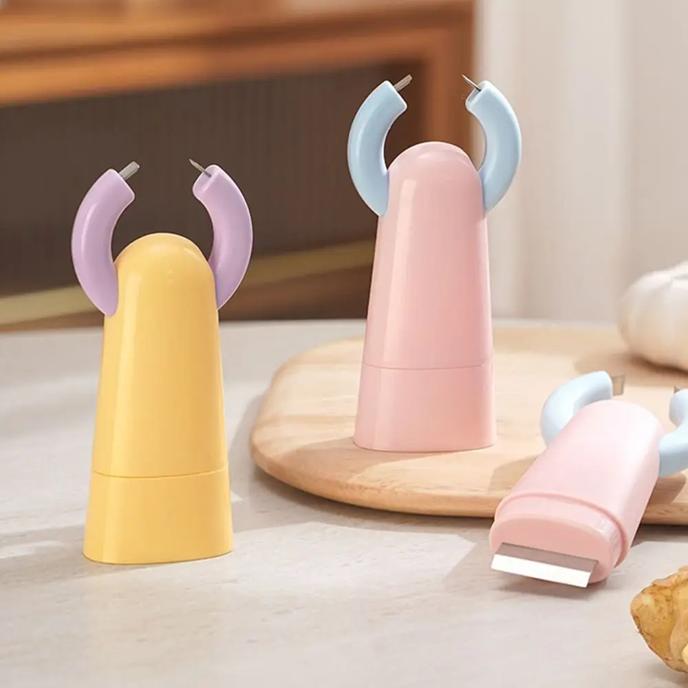 2in1 Garlic Peeler Clip Structure Peeling Function Ginger Scraper Stainless Steel Comfortable Grip Ginger Skin Removal Tool Home