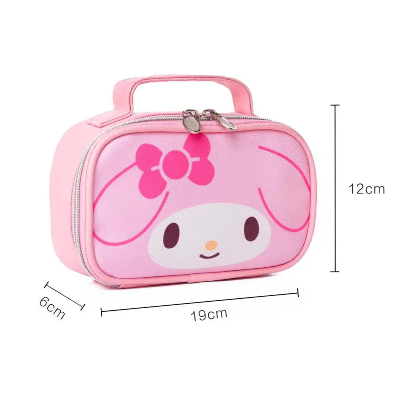 Sanrio Hello Kitty Kuromi Melody Cinnamoroll Kawaii borsa per il trucco donna bambini moda PU astucci con cerniera in pelle astucci per cosmetici