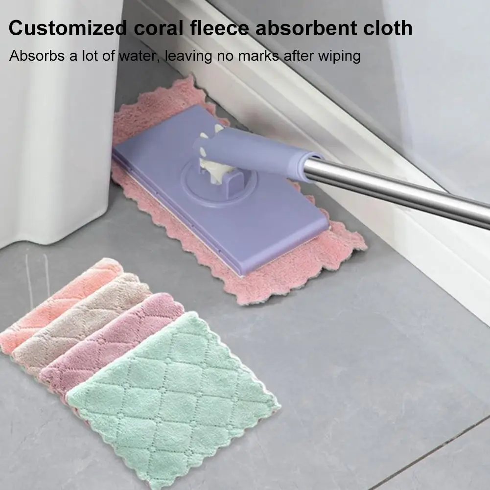 360° Rotating Automatic Cloth Changing Mop Push Pull Handle Face Towel Mop  with Handle for Floors to Cabinets Walls and Mirrors