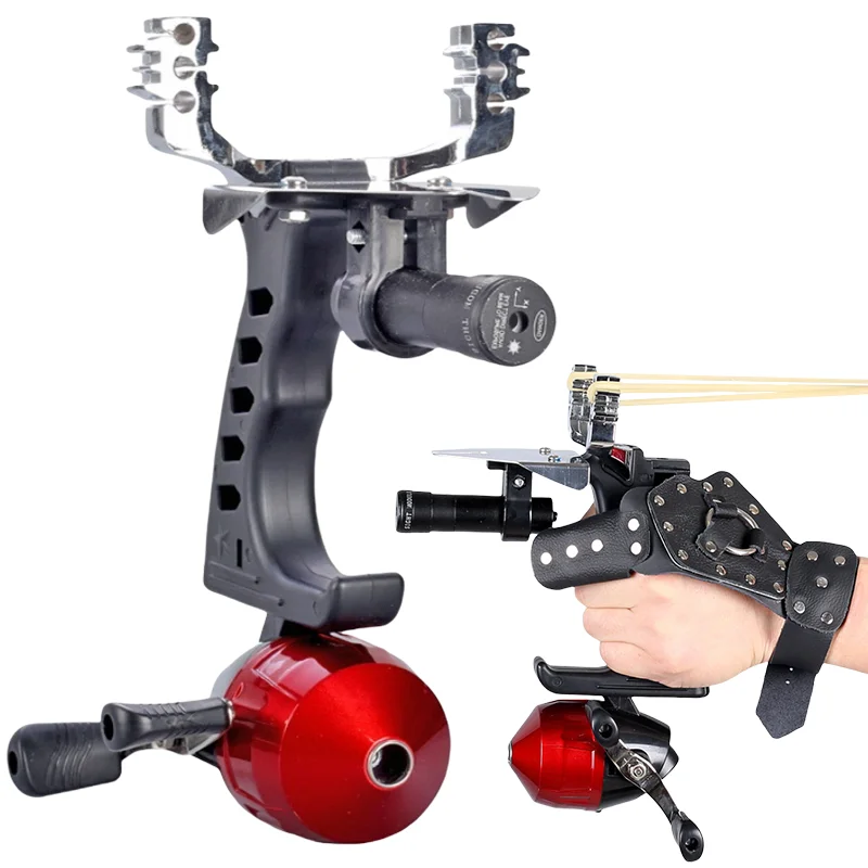 

Metal Shooting Fishing Slingshot With Laser Outdoor Hunting Shooting High-precision Slingshot Fishing Rubber Band Package