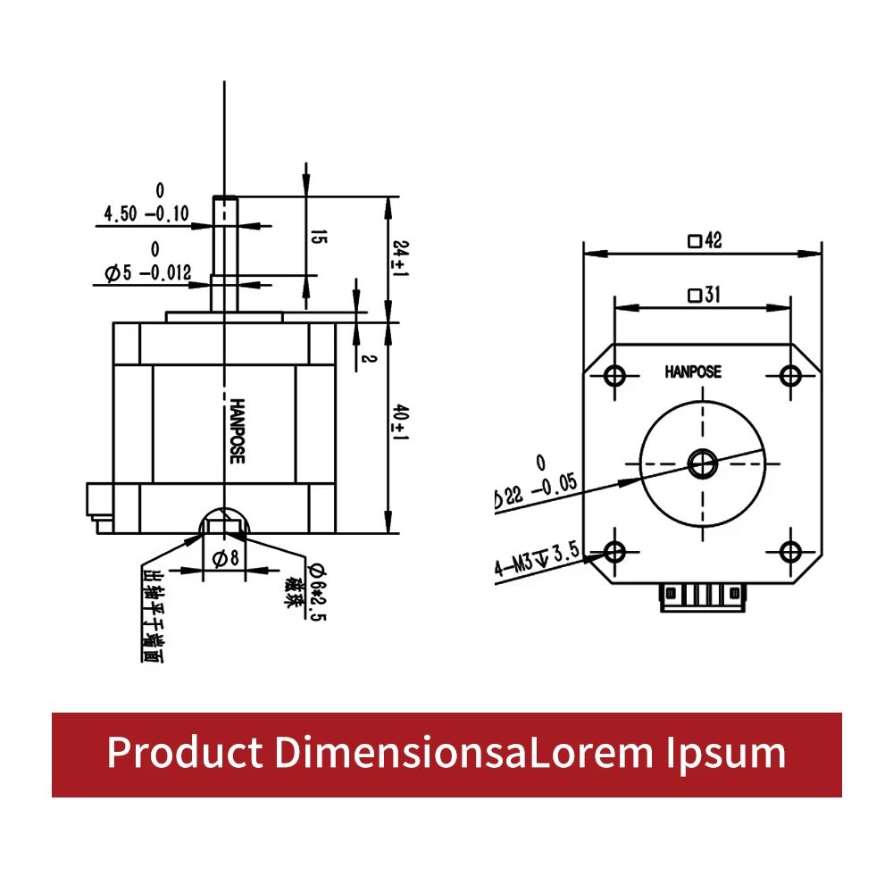 42HS40C Magnetic Column DC Motor High Torque Low Noise Permanent Magnet Micro Motor For Robot Car DIY Model Automation Equipment