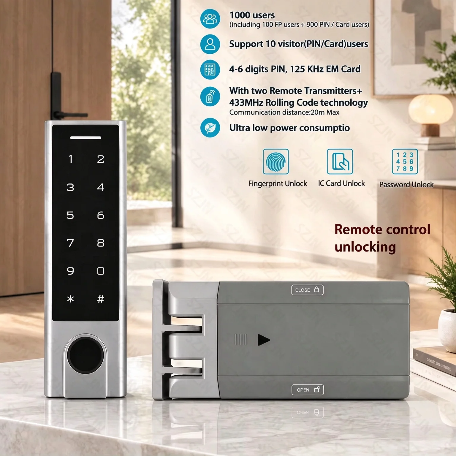 Electronic Fingerprint Smart Door Lock Kit Anti-theft Invisible Digital Lock With Remote Controller Waterproof Keypad