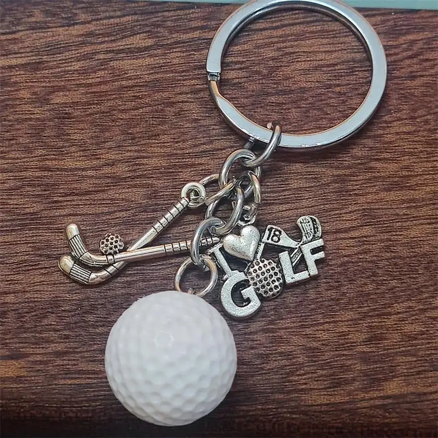 1/5/10/20/50/100pcs I Love Golf Keychain, Golf Ball Key Ring, Golf Club Backpack Pendant Sports Accessory Funny Positive Mini It