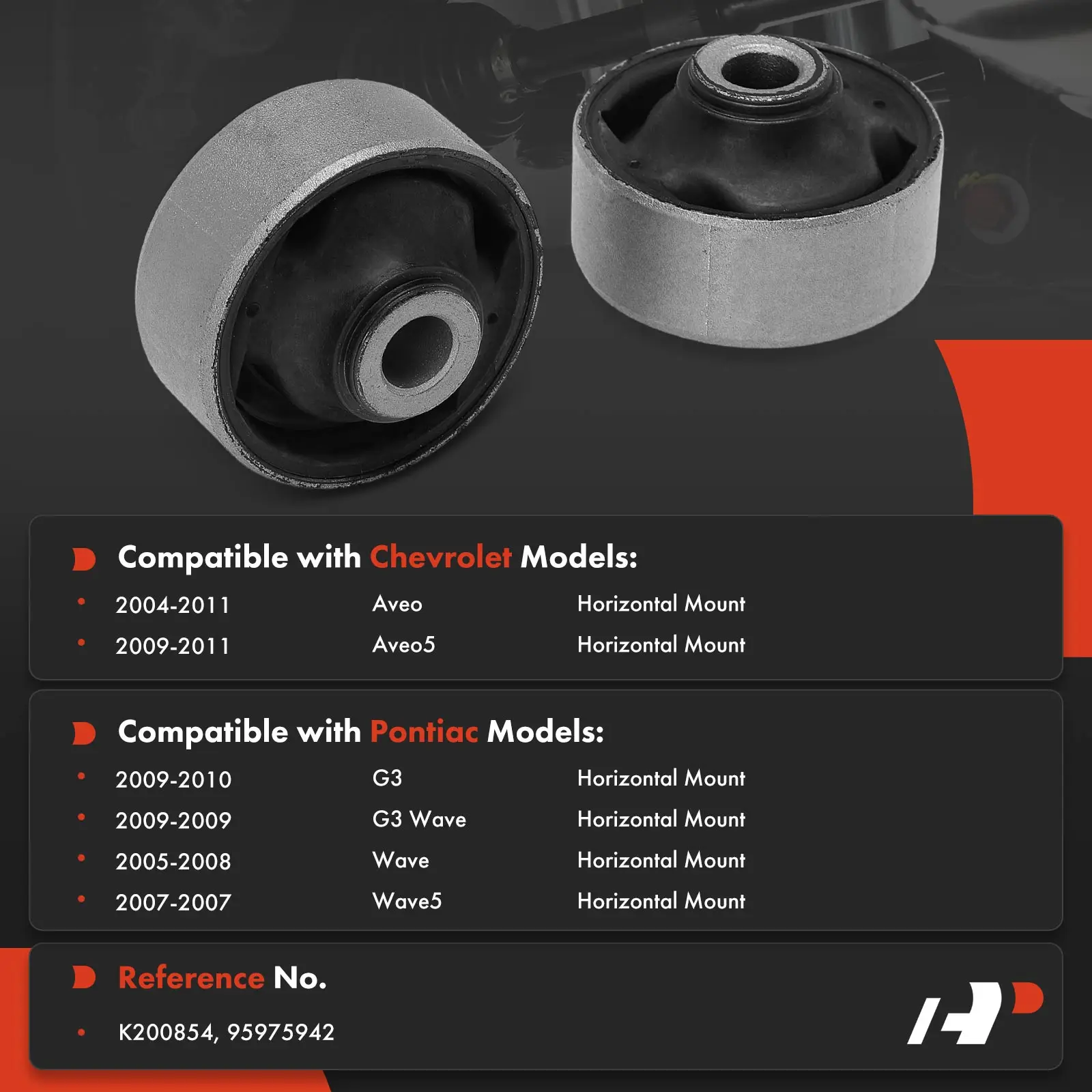 A-Premium 2x Front Lower Rearward Control Arm Bushing for Chevrolet Aveo 2004-2011 Pontiac G3 2009-2010 Wave 2005-2008 Wave5 2007 95975942