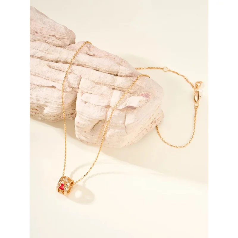 

Qilin High Version V Gold Diamond Enamel hollowed-out Gourd Necklace for women