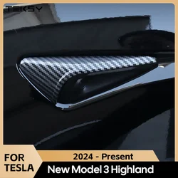 For Tesla New Model 3 Highland 2024 Side Camera Cover Lens Protector Black White Red Shiny Matte Carbon Fiber Pattern