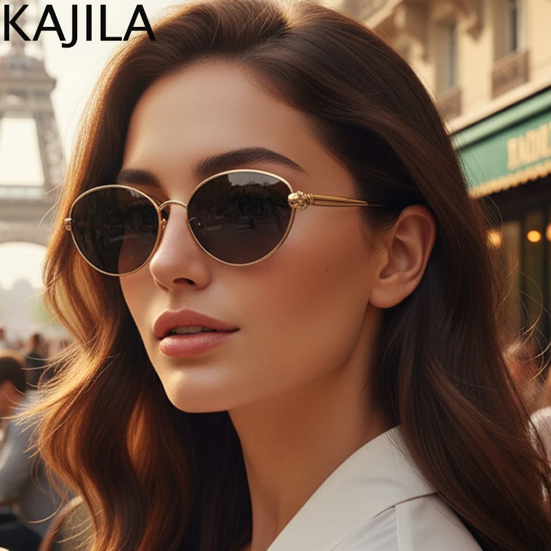 

Small Oval Metal Frame Punk Sunglasses Women 2025 Luxury Brand Outdoor Leopard Sun Glasses For Ladies Fashion Driving Shades