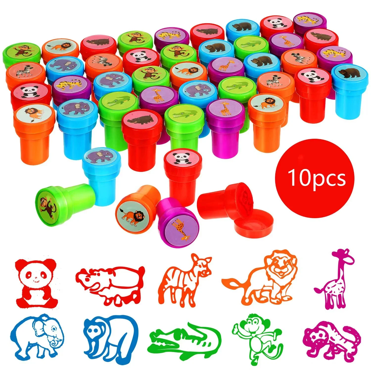 10pcs Assorted Seal for Kids Toy Self-ink Stamp Children Toy Stamps Smiley Face Seal Scrapbooking DIY Painting Photo Album Decor