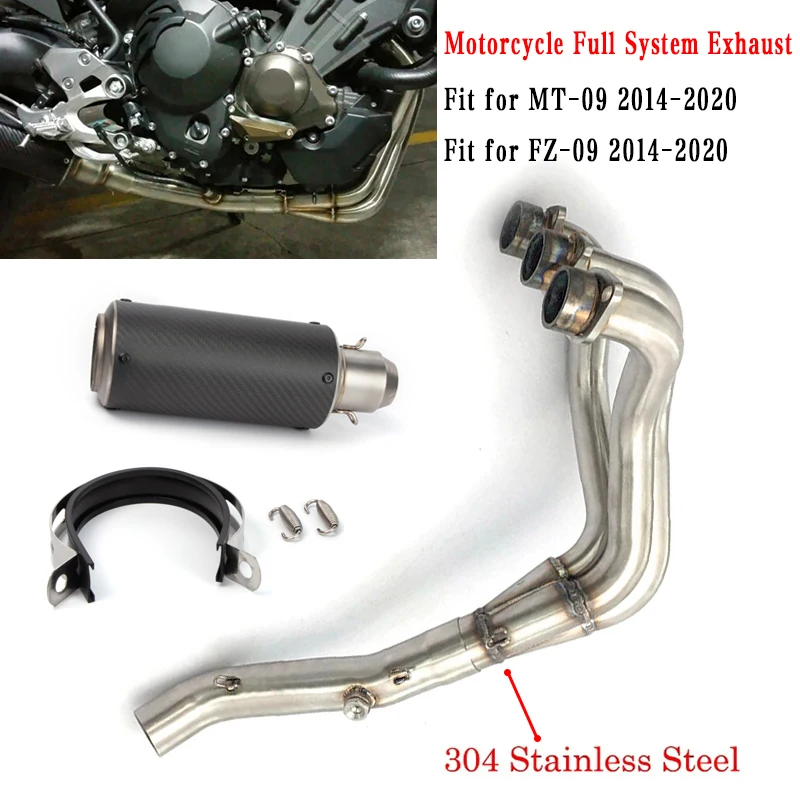 Fit for YAMAH MT09 FZ09 MT 09 2014-2020 Full Set Motorcycle Exhaust Pipe Plus Front Engine Link Pipe With DB Killer FZ-09 MT-09