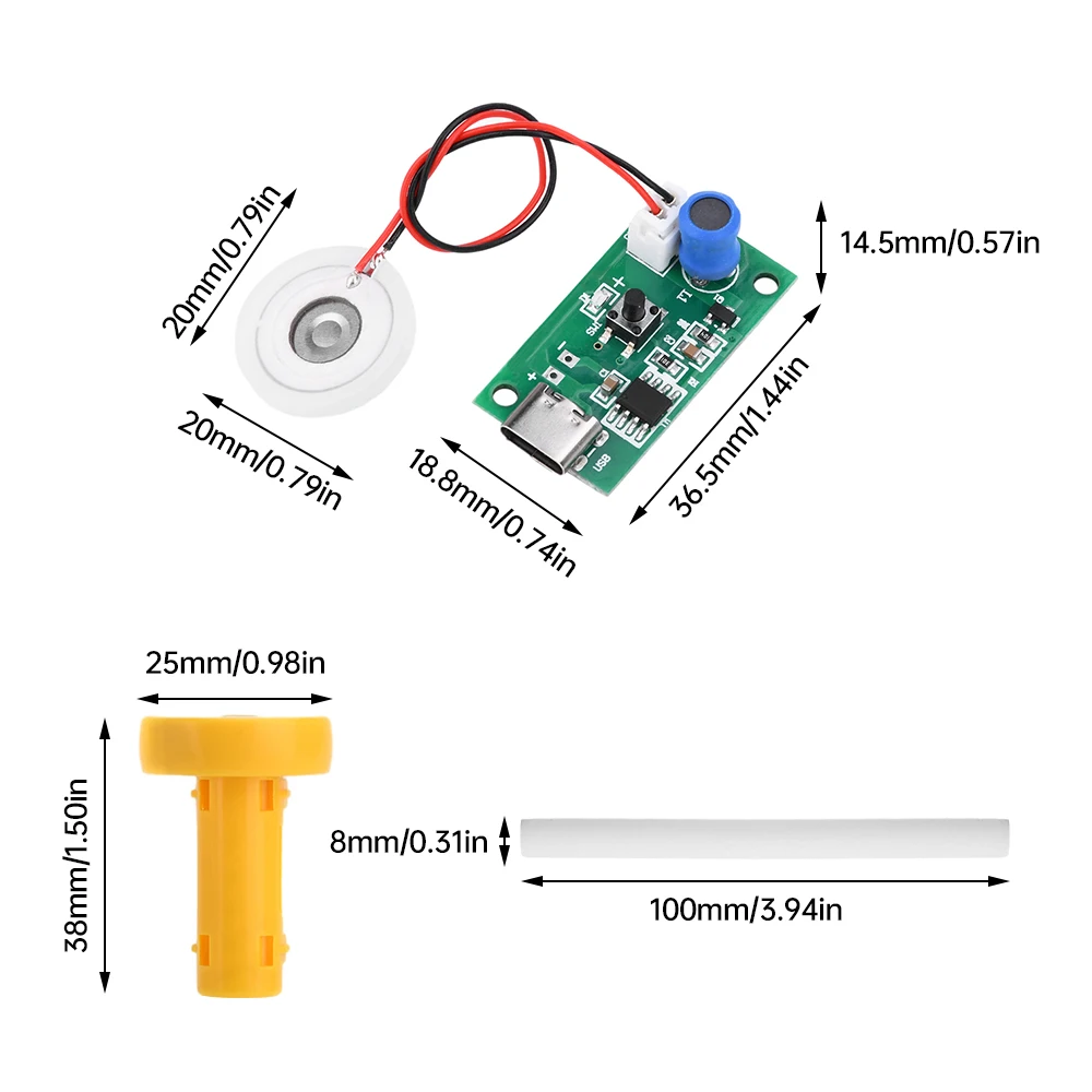 DC 5V ultrasonik modul Nebulizer DIY Humidifier, modul Nebulizer papan Driver Sprayer aksesori DIY Antarmuka Tipe C