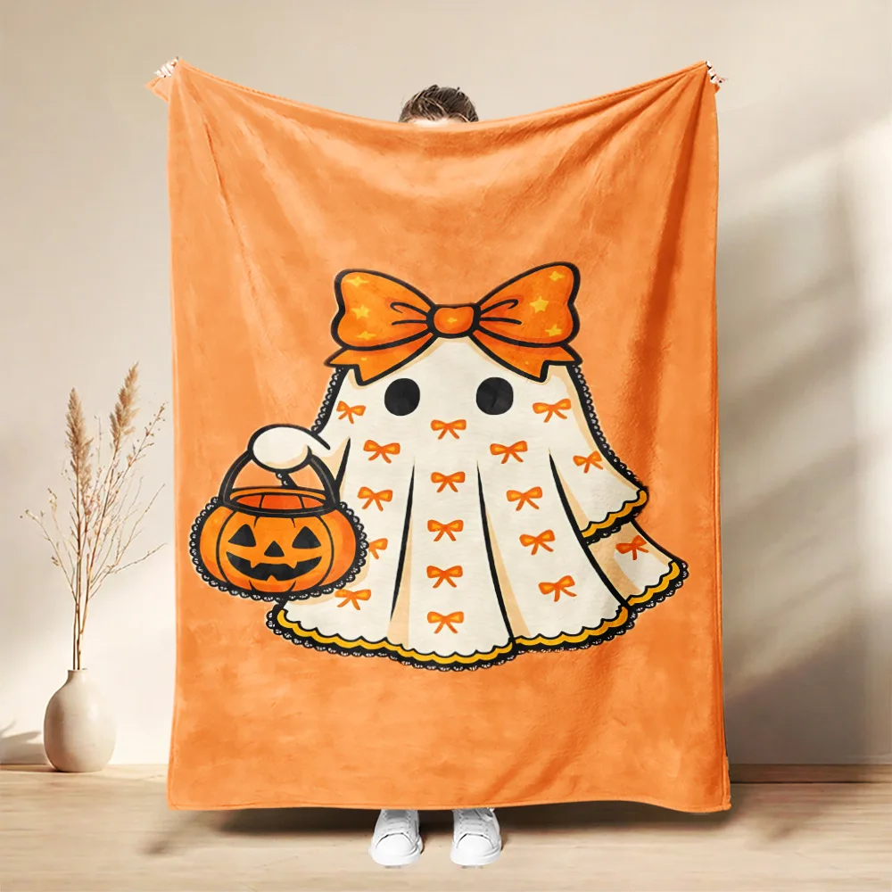 Festival Halloween Fleece Blanket Soft Horror Horror Thin Blanket Colorfast Non-pilling Blanket for Travel Kids Nap Throw Cover