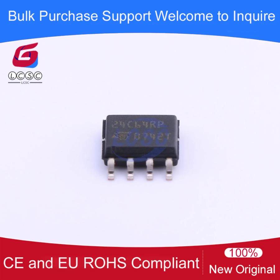 

M24C64-RMN6TP 64Kbit 1.8V~5.5V 1MHz Serial I2C Bus EEPROM SOIC-8 Memory IC Chip Code 24C64RP Integrated Circuit 10Pcs/Pack