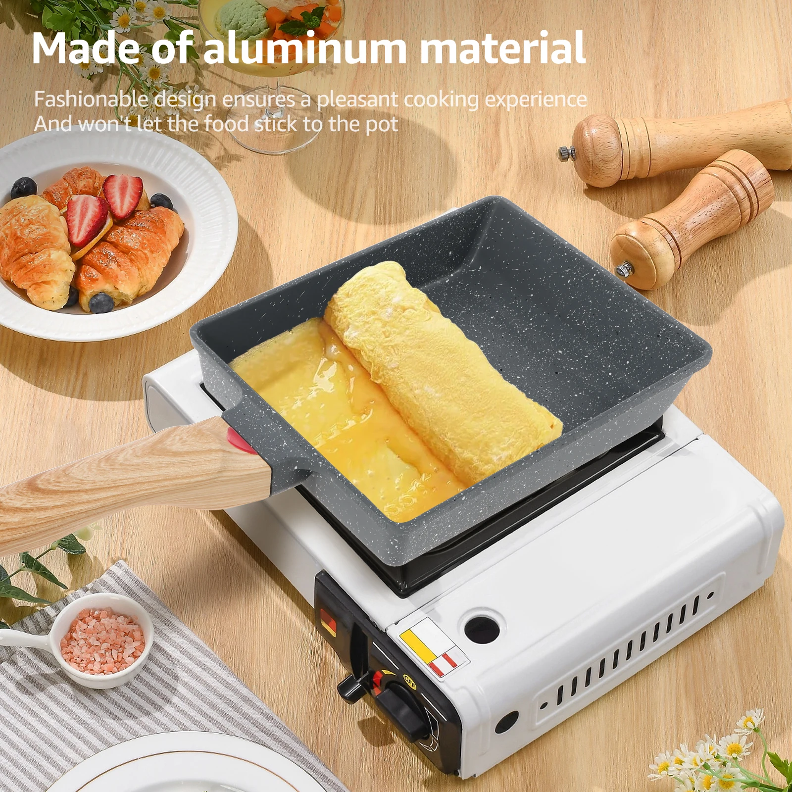 Tamagoyaki Pan Nonstick Japanese Omelette Pan Egg Roll Pan Tamago Pan Uniform Heating Egg Frying Pan Rectangle Egg Omelette Pan