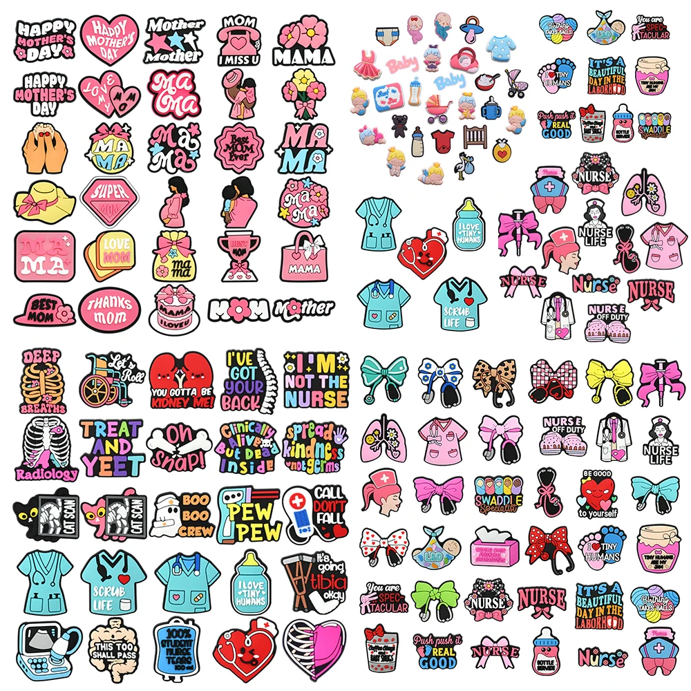 Care nurse Maternal and Infant Shoe Charms Cute PVC Shoe Accessories Decorations Doctor mother and baby Xmas Gifts Collectibles