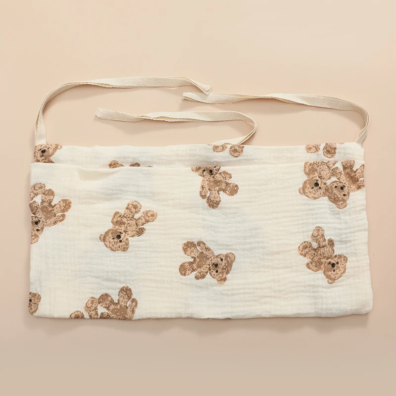 100% Baumwolle Baby Krippe Lagerung Tasche Multifunktionale Neugeborenen Bett Kopfteil Organizer Für Kinder Baby Bettwäsche Windel Tasche – Detail 5
