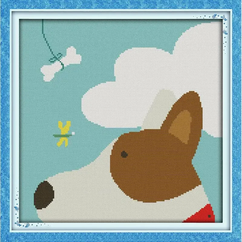 Joy Sunday Pre-printed Cross Stitch Kit  Easy Pattern Aida  Stamped Fabric Embroidery Set-Lovely Animals(8)