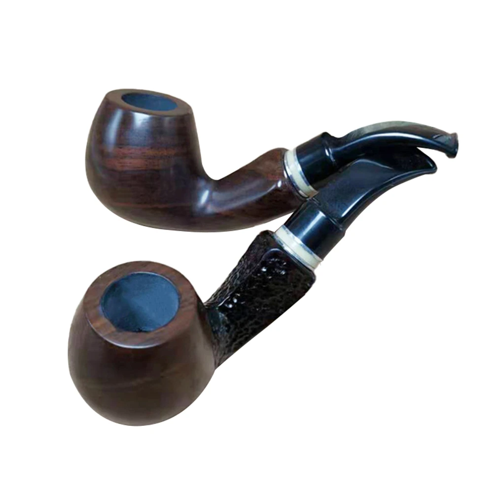 Vintage Bent Tobacco Pipe 9mm Diameter Ebony Resin Handmade Solid Wood Smoking Pipe Smoke Pipe Cigarette Accessories Smoke Set