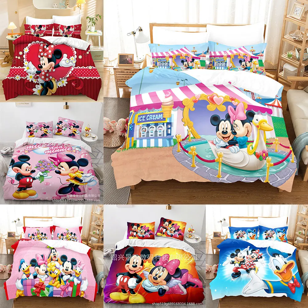 

Mickey Minnie Mouse Pattern Bedding Sets Comforter Quilt Bed Cover Duvet Cover Pillow Case 2-3 Pieces Sets Kids Adult Size