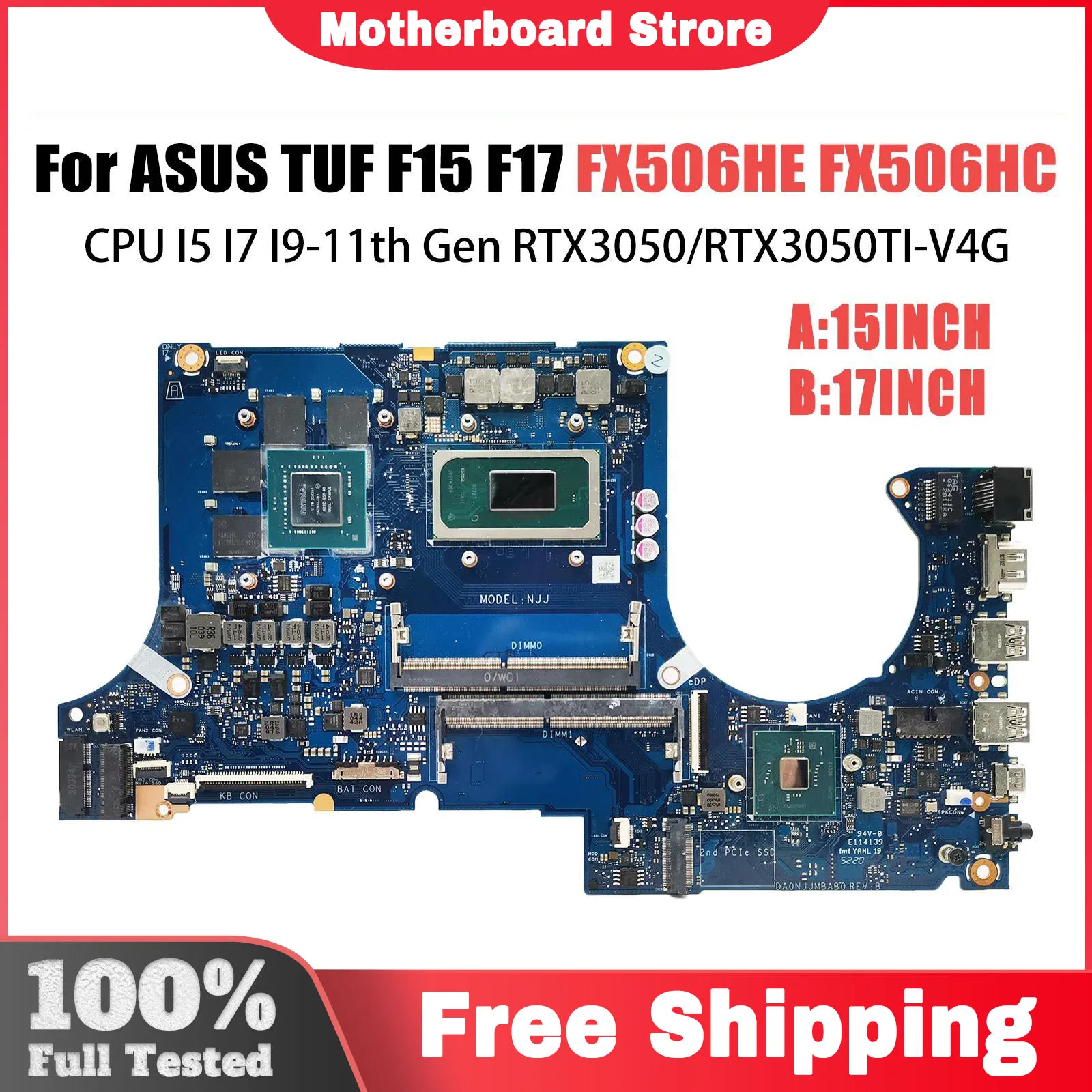 Mainboard For ASUS FX506HE FX506HCB FX506HC FX506H TUF506H TUF706H FX706HE FX706HC FX706HCB FX706H Laptop Motherboard