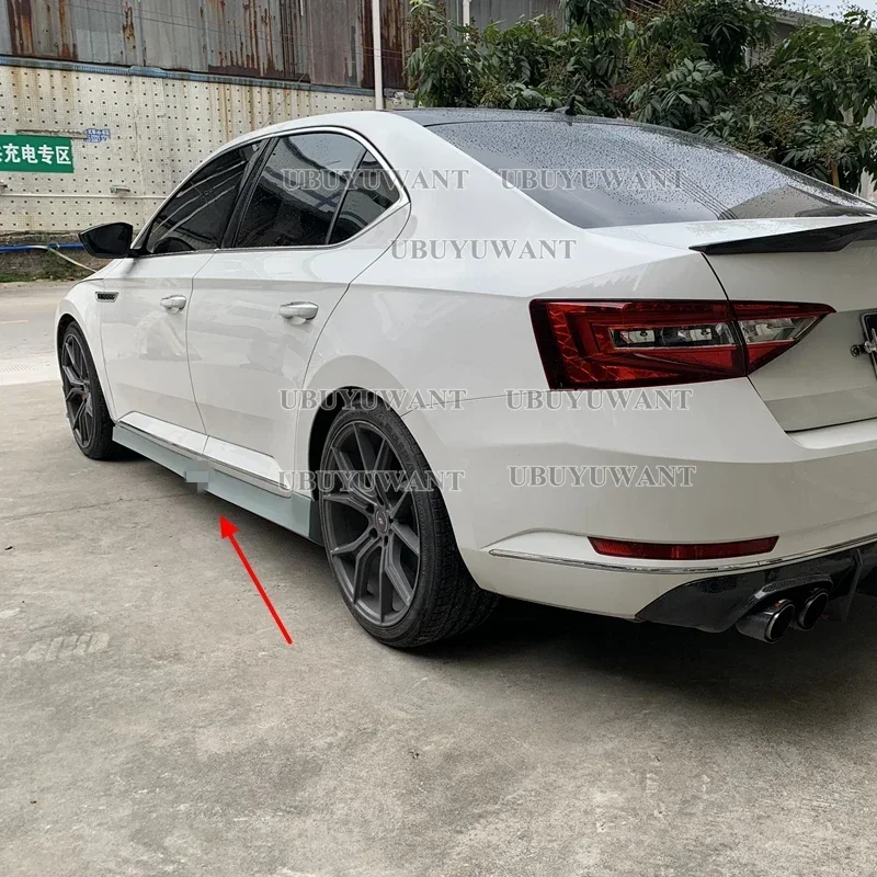 For Skoda Superb 2015 2016 2017 2018 2019 4Pcs Side Skirts Extension BodyKits Extension Rocker Plate Lip Separator Bumper