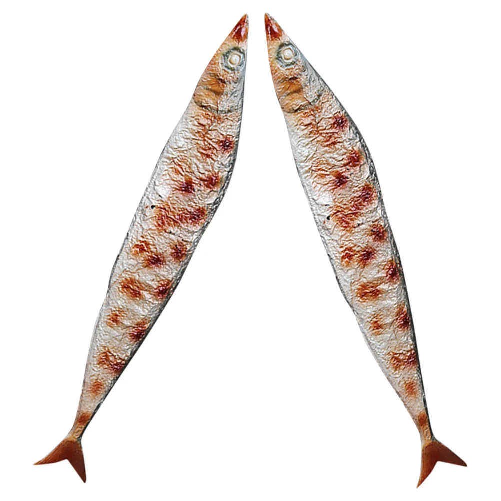 2 Pcs Simulated Realistic Food Models PVC Material Pretend Play Artificial Fish Meat Props for Photo Decor