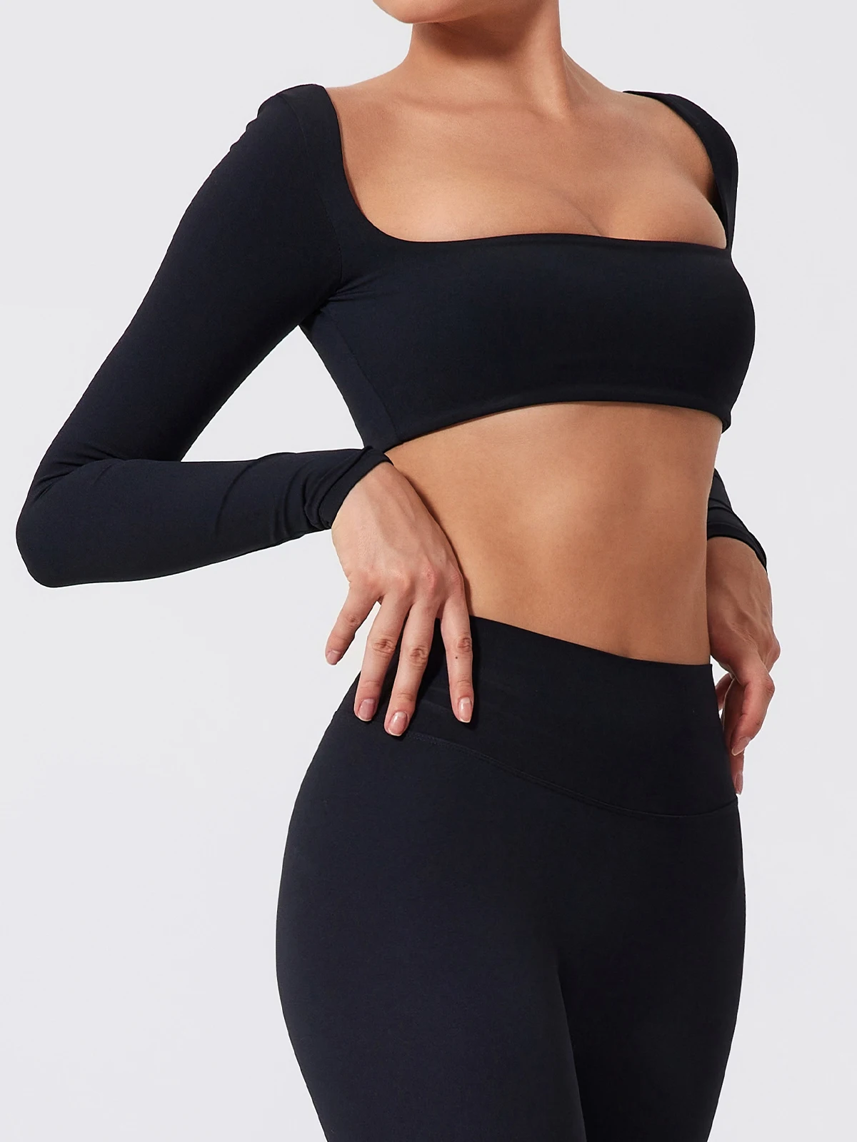 Sommer-Sport-Fitness-Set mit langen Ärmeln für Damen, Outdoor-Laufbekleidung, Yoga-Kleidung, Crop-Top, Sport-Outfit für Frauen – Detail 25