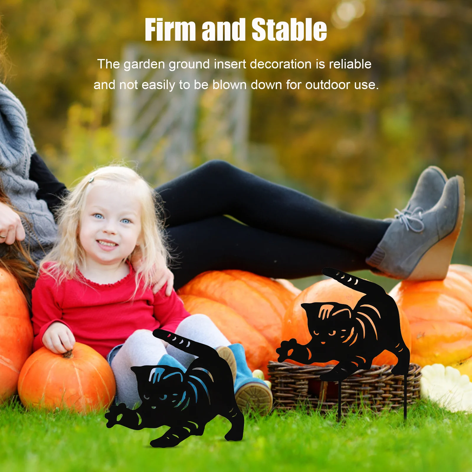 

2pcs Black Cat Garden Stake Decor Durable Acrylic Yard nament Halloween Party Lawn Display Ground Insert Easter Metal