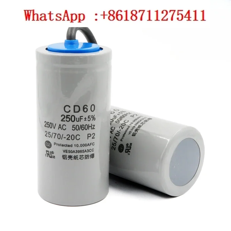 2pcs CD60 motor starting capacitor 100/150/200/250/300/350/400UF water pump, crane, air compressor