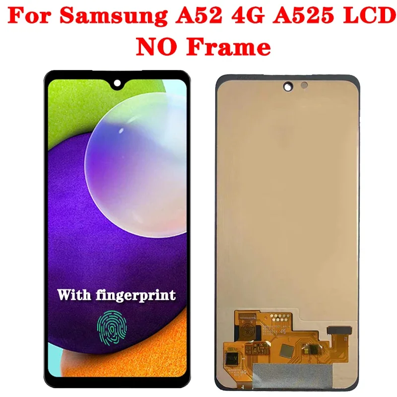 6.5\'OLED For Samsung A52 4G A525F A525F/DS A525M A525M LCD Touch Screen with Fingerprint For SM-A525 Display Repair Parts