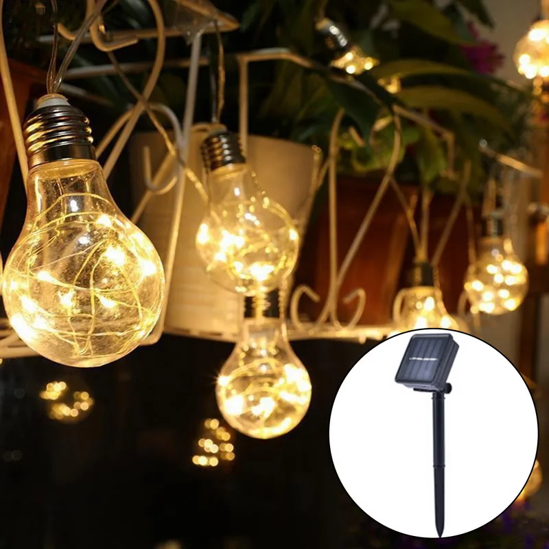 

10/20LEDS Solar String Lights Outdoor Lights Solar Powered Waterproof Globe Hanging Lights Chrismas New Year Party Garden Decor