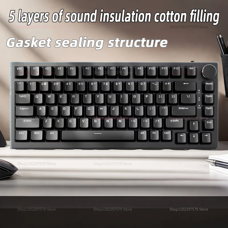 AK820 75% Mechanical Gaming Keyboard Bluetooth 51/24G Wireless Type-C Wired Hot Swappable RGB Backlit TFT Screen Gasket Mount